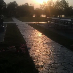 Outside patio overlooking the pond
