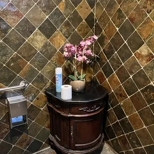 a corner of a bathroom