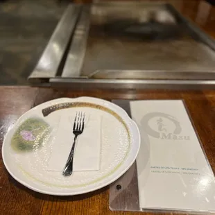a plate with a fork on it