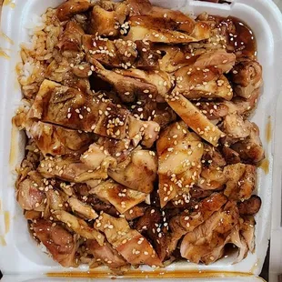 Teriyaki chicken Don, served over rice