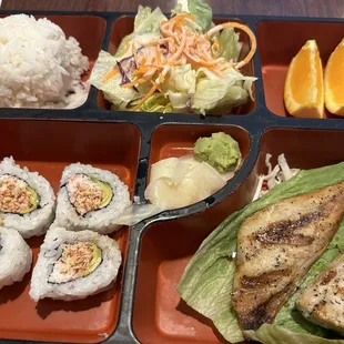 Bento box with Saba shioyaki