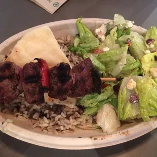 Steak kebab.