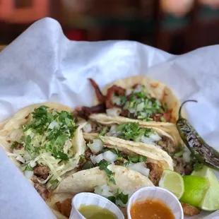 Taco special on a Thursday evening: 5 tacos, $6-fantastic. The ground beef surprised me with its deep flavor. June 2021.