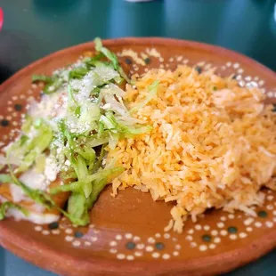 Cheese enchiladas and the best rice ever!