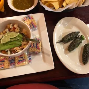 &quot;Ceviche and Chiles Toreado&quot;