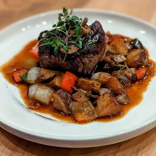 Filet Mignon with Potato &amp; Mushroom Hash