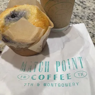 Blueberry muffin and coffee