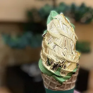 Matcha Soft Serve with Gold Leaf