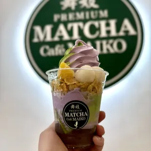 Maiko Special with matcha Ube soft serve