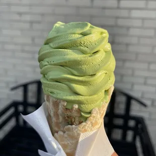 Normalizing less than perfect food pics lol  Matcha soft serve cone