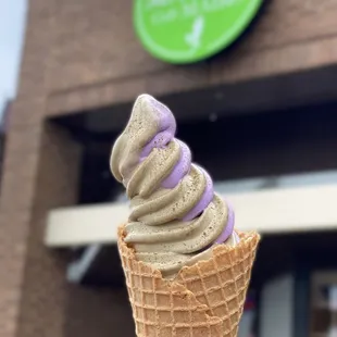 Ube &amp; Hojicha Soft Serve @tiffhuangry