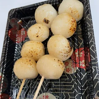 Shiratama Dango Skewer(s) with Brown Sugar Syrup and Kinako Powder