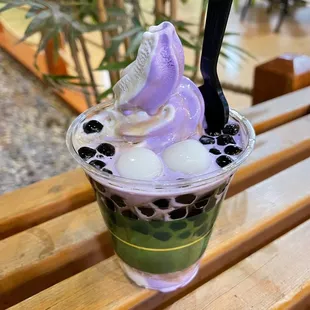Ube with boba and mochi *Love*