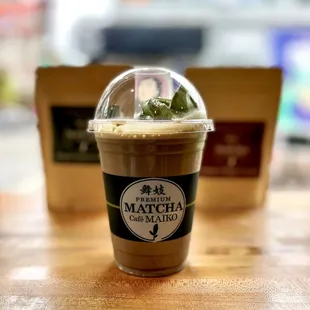 Hojicha Latte Float with Matcha Ice Cream