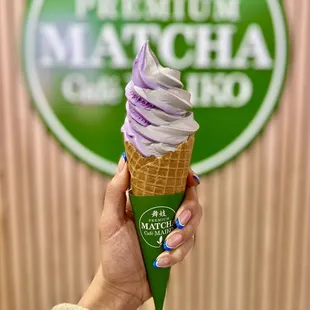 Black sesame/Ube swirl