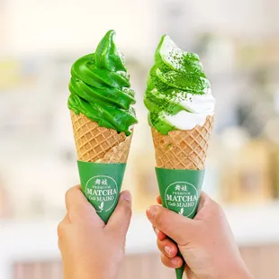 Matcha vanilla soft serve and matcha yuzu soft serve IG: michellelieats
