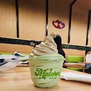 Hojicha and Matcha soft serve