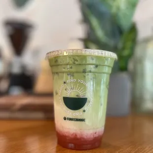 Strawberry matcha latte