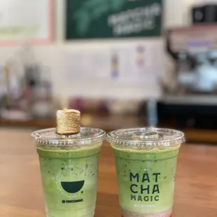 Left : matcha marshmallow; Right: matcha strawberry