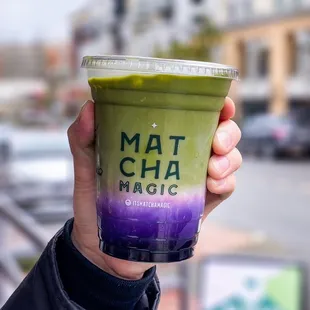 ube matcha latte