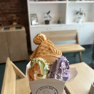 Thai Ice Tea and Matcha Swirl with Ube