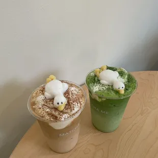 Matcha einspanner and latte einspanner (does not come with ducks lol)