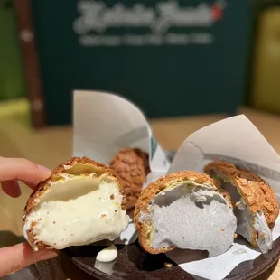 Coconut puff and black sesame puff