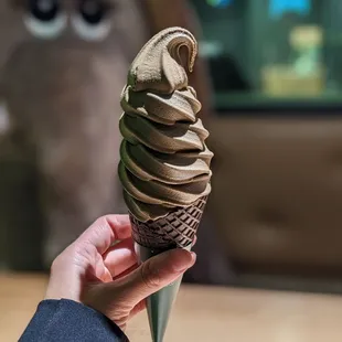 Roasted japanese green tea soft serve