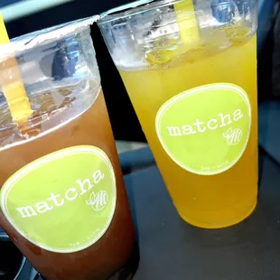 pineapple black tea with boba and summer passion tea