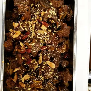 a close up of a dish of food