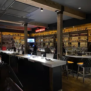 a bar with people sitting at the bar