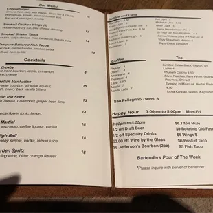 Bar menu / cocktails