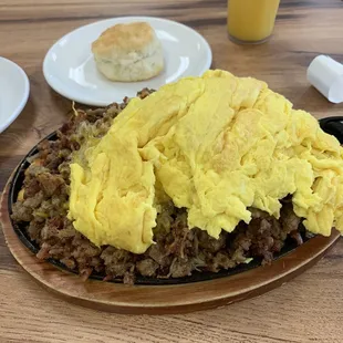 Build your own skillet - bacon, sausage, potatoes, eggs, and cheese