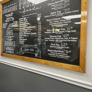 a menu on a chalkboard