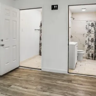 Community Room Bathrooms, open to all guests and cleaned daily