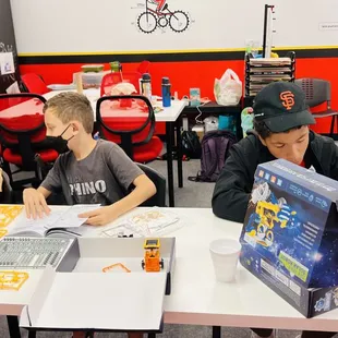 Robotic camp - students learn Math first then put together a robot.