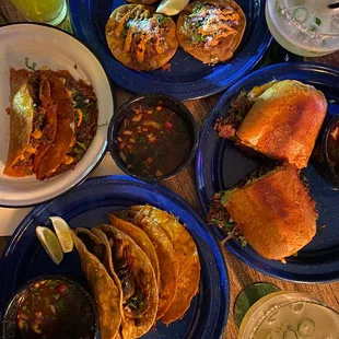 a table full of mexican food
