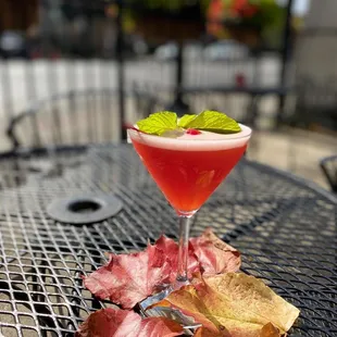 a drink on a table