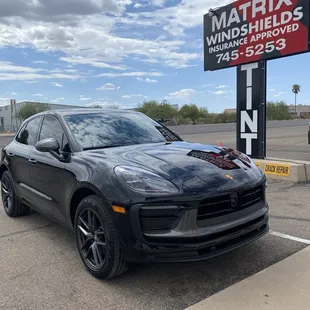 2023 Porsche Macan Ceramic Tint with UV kit on windshield Saint Gobain VortexIR