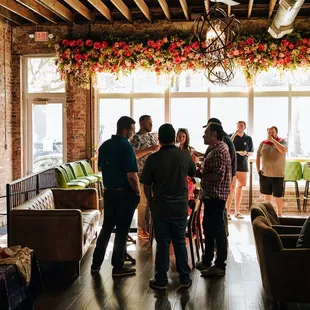 a group of people in a restaurant