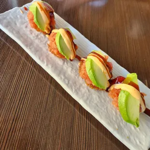 Avocado on crispy rice appetizer