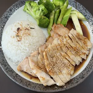 Chicken Teriyaki with rice, and mixed veggie