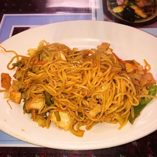 Yakisoba with chicken.