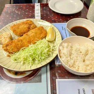 two plates of food on a table