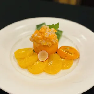The Scallops And Mayonnaise In An Orange