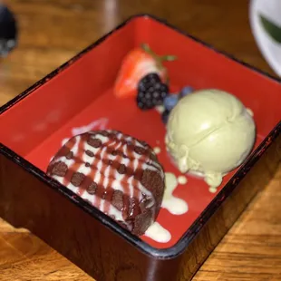 Bento Box Dessert - Chocolate Lava Cake + Green Tea Ice Cream