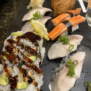 Inari (Tofu Pocket) Kani Kama (Imitation Crab Stick) Saba (Mackarel) Unagi Roll (Eel and Cucumber)