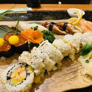 Selected sushi nigiri and roll