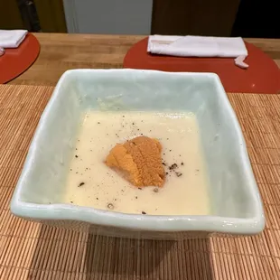 White corn soup w/ Bafun Uni