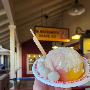 Tropical (Lilikoi, Guava, Mango) with condensed milk, vanilla ice cream inside, mochi balls (5)